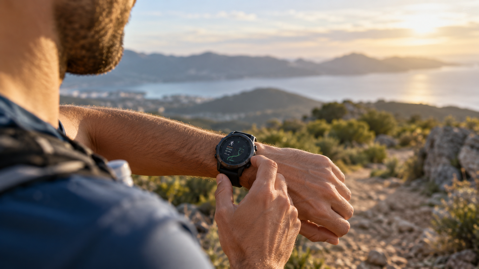 Smartwatch deportivo con GPS utilizado durante un entrenamiento al aire libre